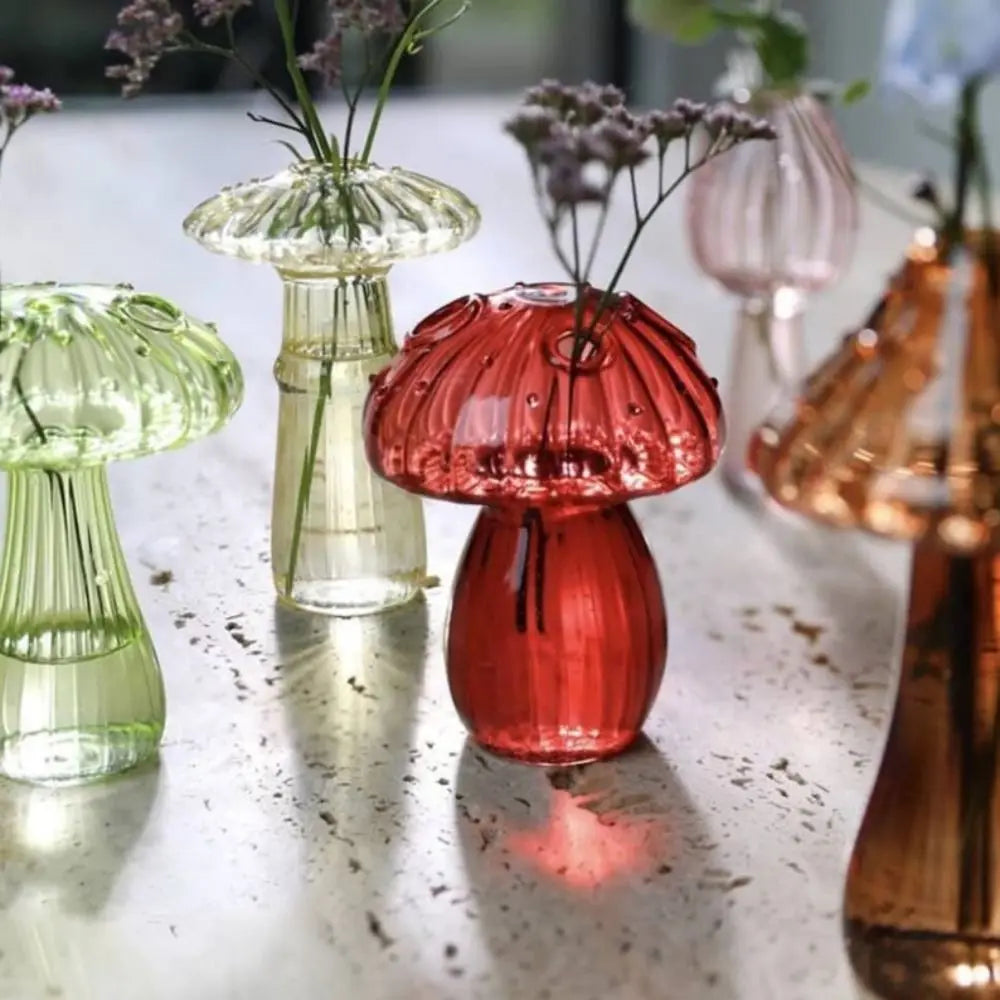 Transparent Jelly Color Mushroom Glass Vase