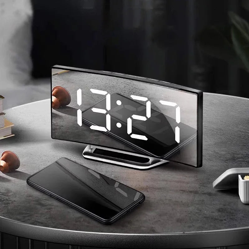 LED Digital Alarm Clock Curved Screen