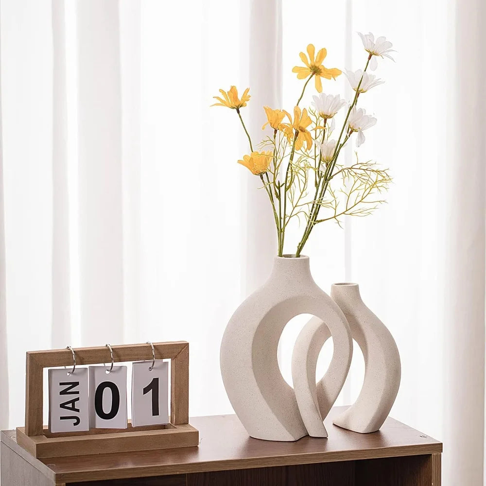 Off White Hollow Ceramic Vase