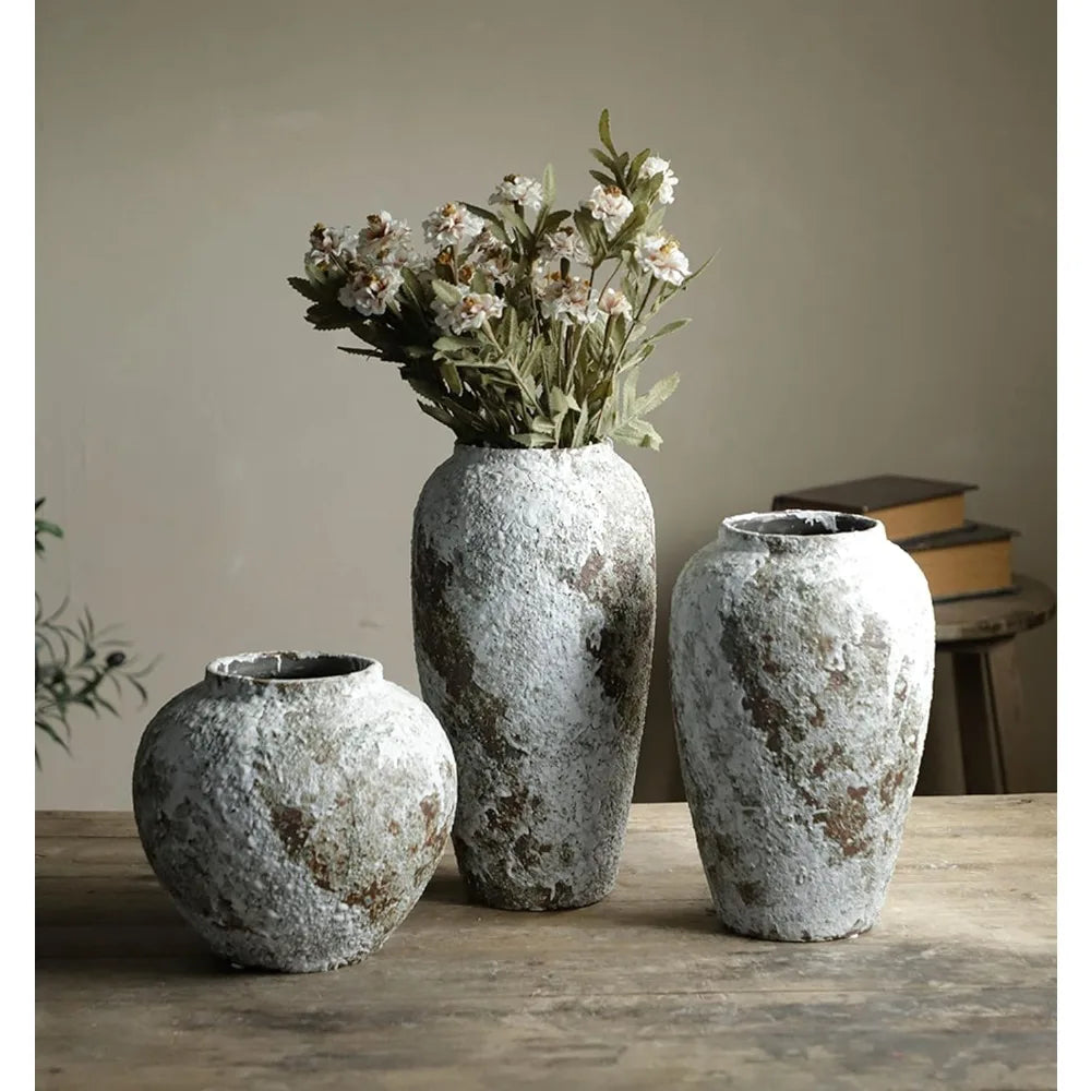 Rustic Ceramic Circular Flower Vase